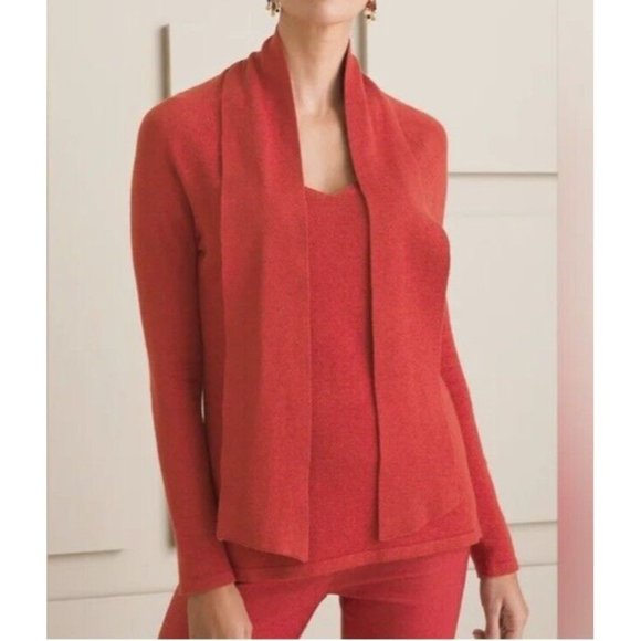 Chico's Women Luxe Tie Neck Detail‎ Pullover Sweater Spiced Red Size 2 Large NWT - Picture 13 of 14